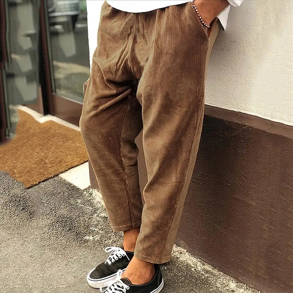 

Вельветовые брюки с эластичным поясом, мужские прямые брюки, повседневные брюки на осень и зиму, мужские длинные брюки, штаны