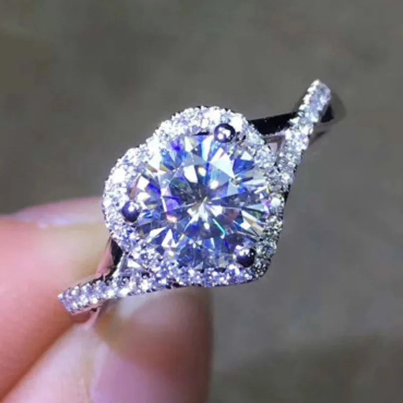 

Trendy Classic Solitare Infinite Wedding Rings For Women Huge Love Heart Shaped Accessories Rings With Dazzling Cubic Stone