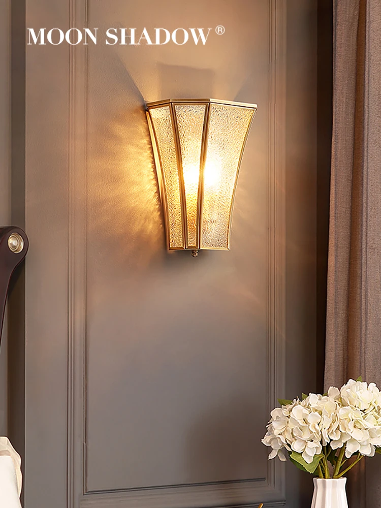 

MOONSHADOW Wall Lamps Full copper Modern diamond Wall light For Bedside Livingroom Indoor Home Bedroom lighting decoration 220V