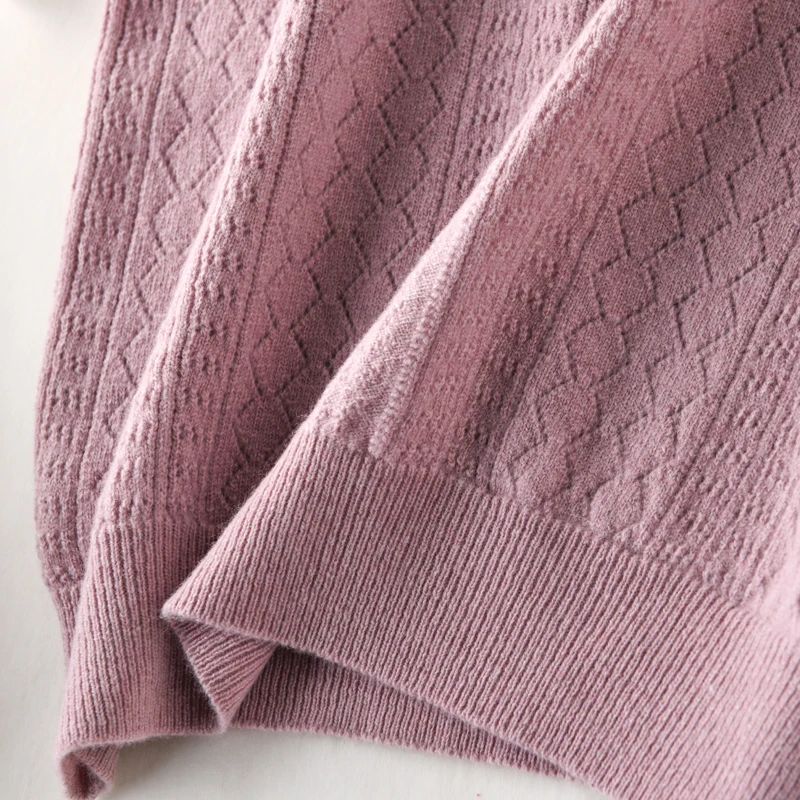 

2019 Women's Top 100% Wool Short Sleeve O-Neck Casual Fashion Five-point Sleeve Solid Color Cashmere Sweater Lady Half Sleeve