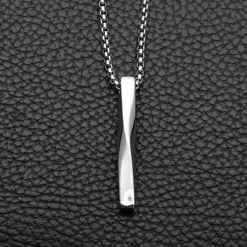 

Simple Men Square Bar Capsule Pendant Necklaces Cylindrical Distorted Pendants Stainless Steel Necklace Jewelry Gifts