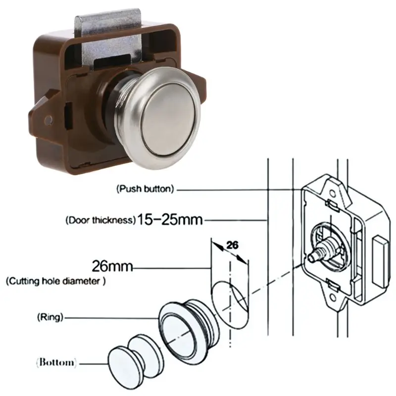 

Camper Car Push Lock RV Caravan Boat Motor Home Cabinet Drawer Latch Button Locks For Furniture Hardware