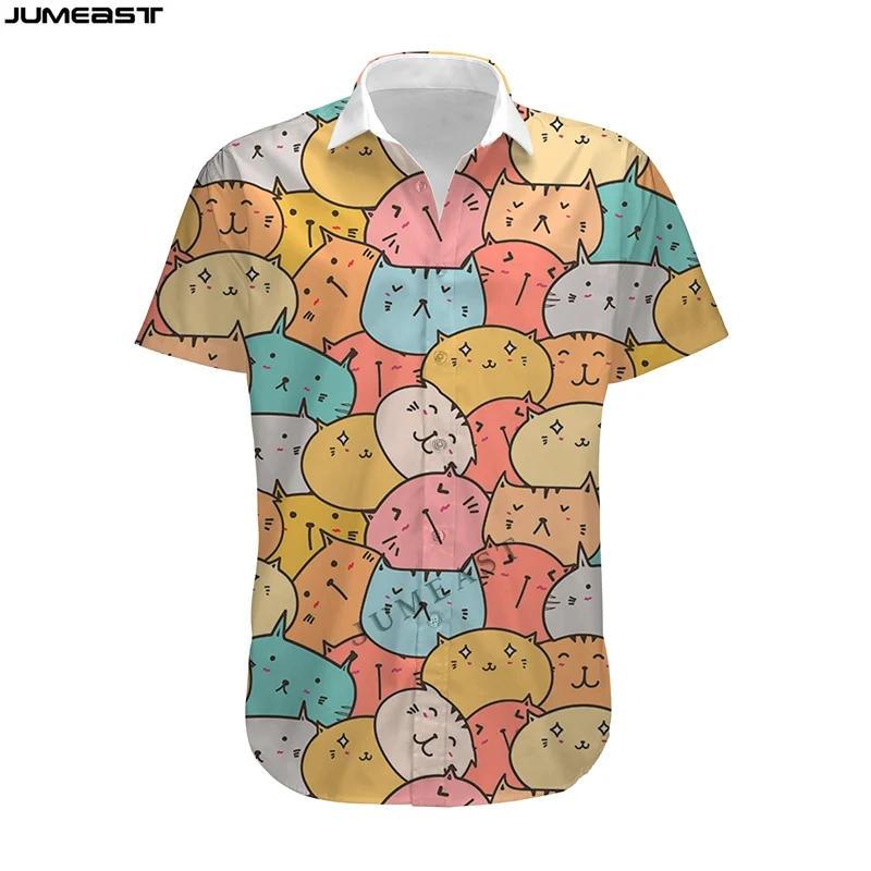 Jumeast Men Women 3D T-Shirt Oversized Female Cartoon Lovely Animal Cat Streetwear Funny Short Sleeve T Shirt Hawaii Tops Tees | Мужская