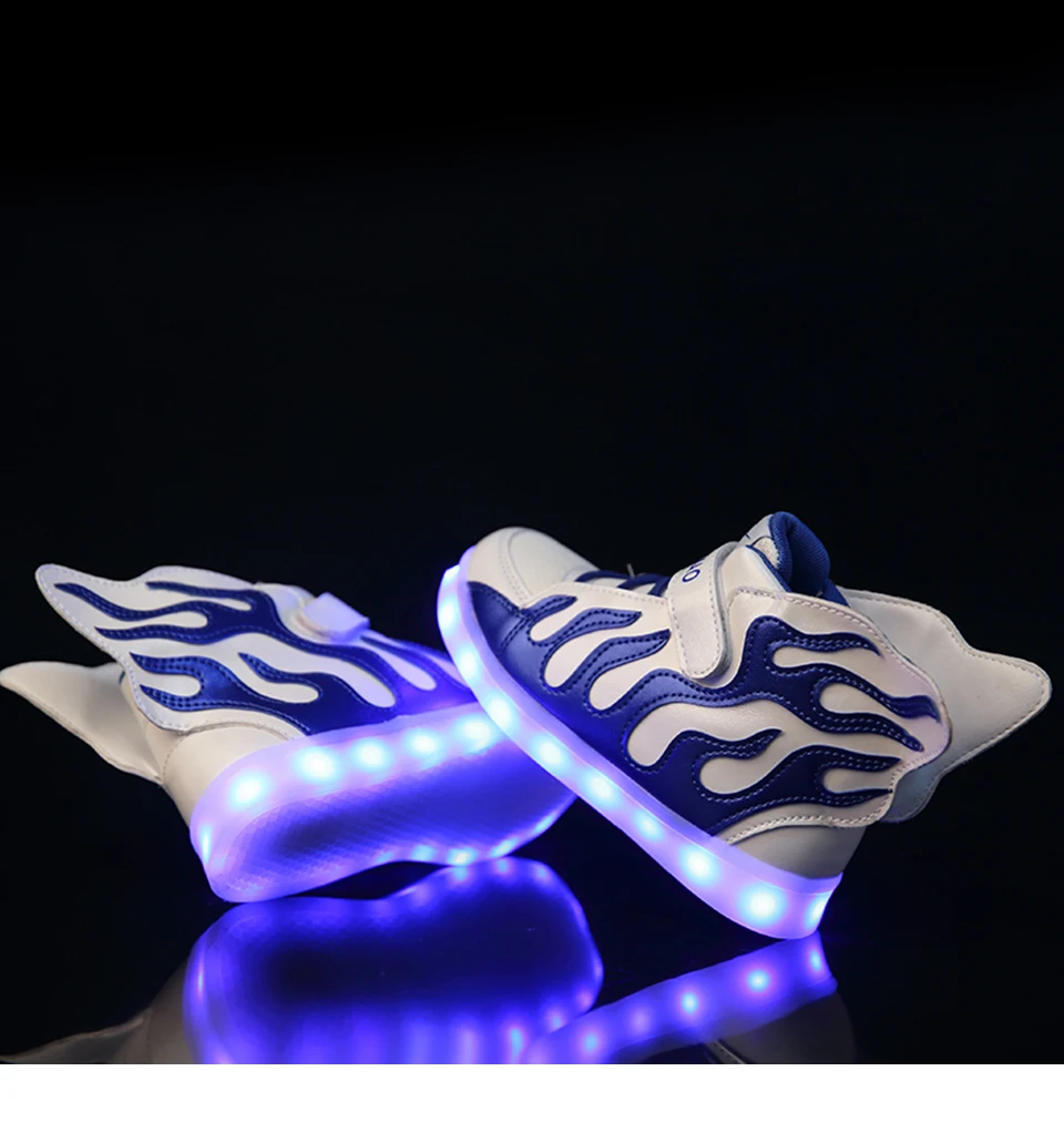 Светящиеся Крылья USB led обувь детская обувь для девочек Дети Мальчики светящиеся кроссовки с подсветкой освещение