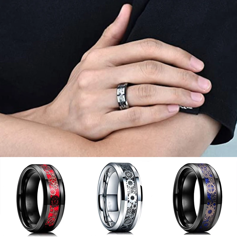

Stainless Steel Creative Color Mechanical Gear Wheel Vintage Hip Hop Rings for Men Women Couple Friends Gift Fashion Jewelry