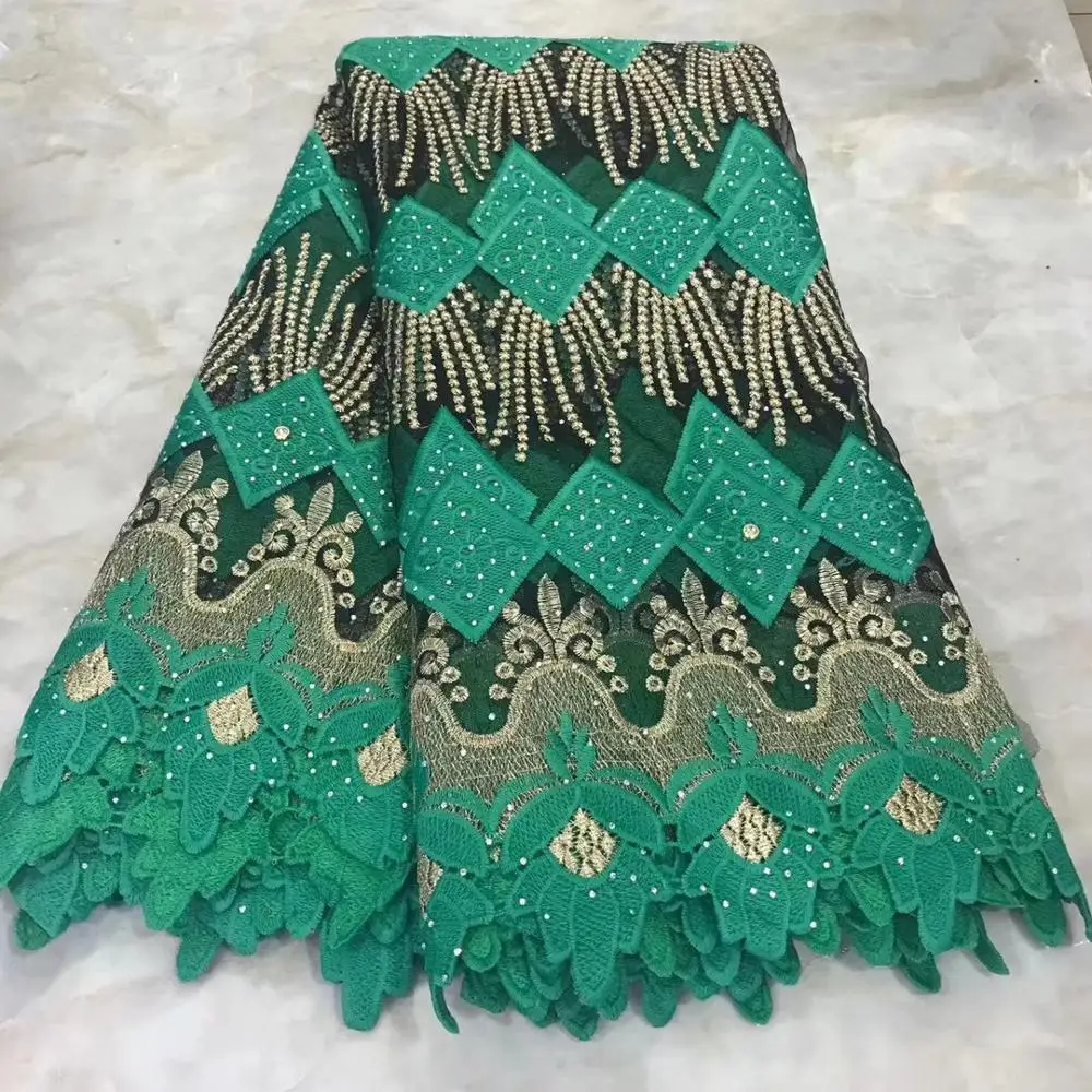 

2020 New Designs African Lace Fabric Embroidered with Stones Nigerian Guipure for Wedding High Quality French Tulle Lace Fabric