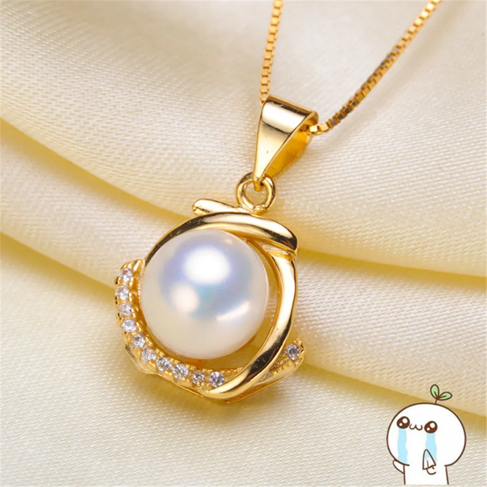 925 покрытый серебром женский кулон с жемчугом или круглым бисером полукрепление