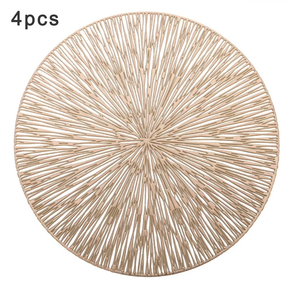 

Hollow Round Placemat Waterproof Non Slip Dining Table Mats Heat Insulation Steak Plate Pad Coffee Coaster Kitchen Accessories