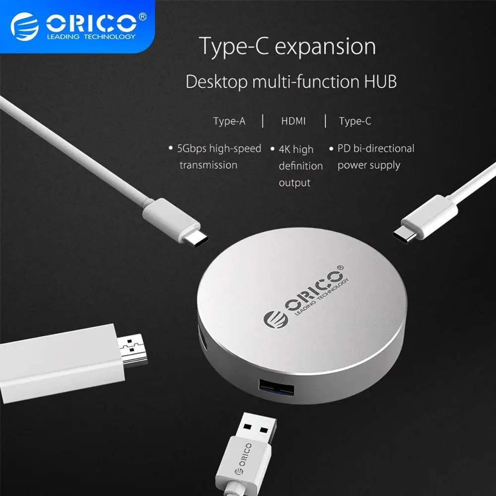 Док станция ORICO DBH2 для ноутбуков док с Type C на HDMI совместима USB 3 0 Windows XP Mac OS и Linux