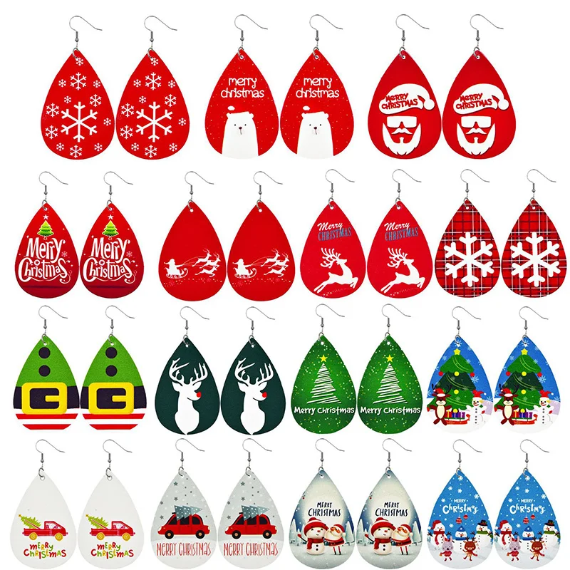

2022 New Year Cute Christmas Earrings For Women Xmas Festive Cartoon Christmas Tree Gingerbread Man Snowflake Drop Earrings Gift