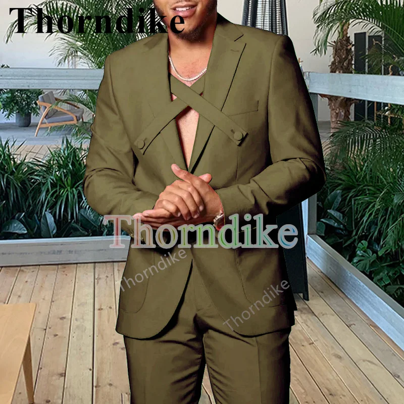 Thorndike новый свадебный костюм жениха хаки однобортный Повседневный стильный