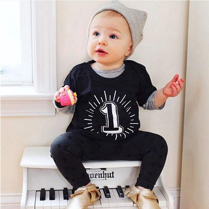 Детская летняя футболка забавная одежда для малышей черные футболки мальчиков и