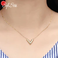 sifisrri brand v letter pendant necklace simple stainless steel initial name charm necklaces for girls femme friendship gift bff