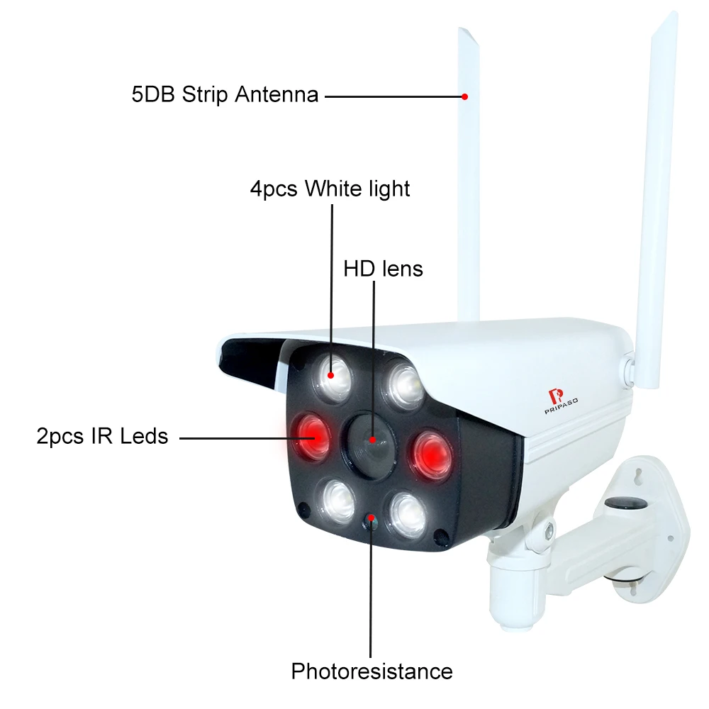 1080P WiFi камера Bullet наружная Всепогодная видеонаблюдения Двусторонняя Аудио