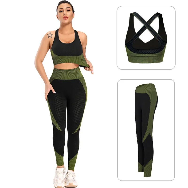 

New 2021 Women's Gym Sport Set Tie Dye Quick Dry Seamless Yoga Suit Female Running Training Workout Outfit Sportswear 2 Pieces