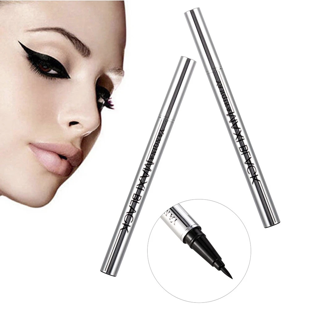

YANQINA Cool MAXI black eyeliner pencil quick dry in silver/red tube waterproof long lasting natural black liquor