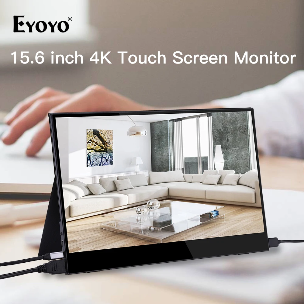 Eyoyo EM15E 15.6&quot 4K Portable Gaming Monitor With Touch 3840x2160 LCD Screen Moniteur USB Type C HDMI for laptop phone xbox PS4 |