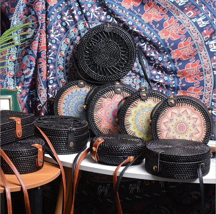 Модные Плетеные вручную сумки с волнистой пряжкой из ротанга в богемном стиле - Фото №1