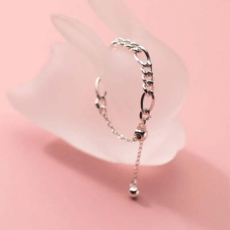 

TrustDavis Real 925 Sterling Silver Fashion Sweet Minimalist Cool Chain Ring Sizable for Women Wedding Party Fine Jewelry DA2130