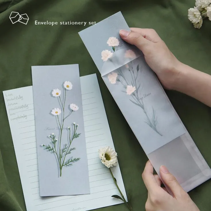 3pcs/lot Her Garden Sulphuric Acid Paper Envelope With Letters Set Festival Gift Card Message Papers Greeting Wish Stationery | Канцтовары