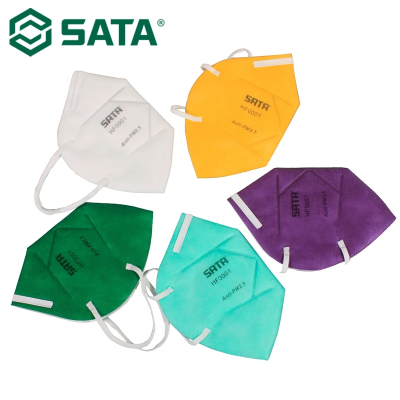 Пылезащитная маска SATA 20 шт. одноразовая разноцветная HF0001 белая желтая фиолетовая