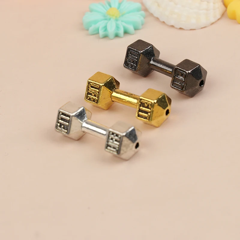 

1Pcs Dollhouse Weights Gym Model Toys Miniature Barbell Dumbbells Fitness