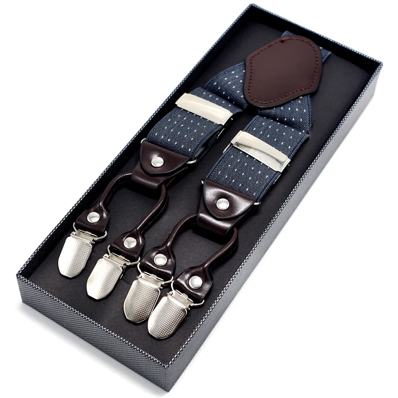 

Man's Suspenders Leather Casual Straps Y-back Shape Men's Trousers Suspensorio Elastic Clips-on Ceinture suspendue 3.5*120cm