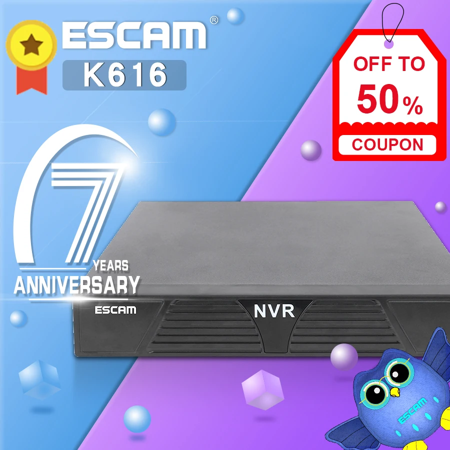 Сетевой видеорегистратор ESCAM K616 NVR HD 1080P 16CH H.264 HDMI совместимый/VGA видеовыход