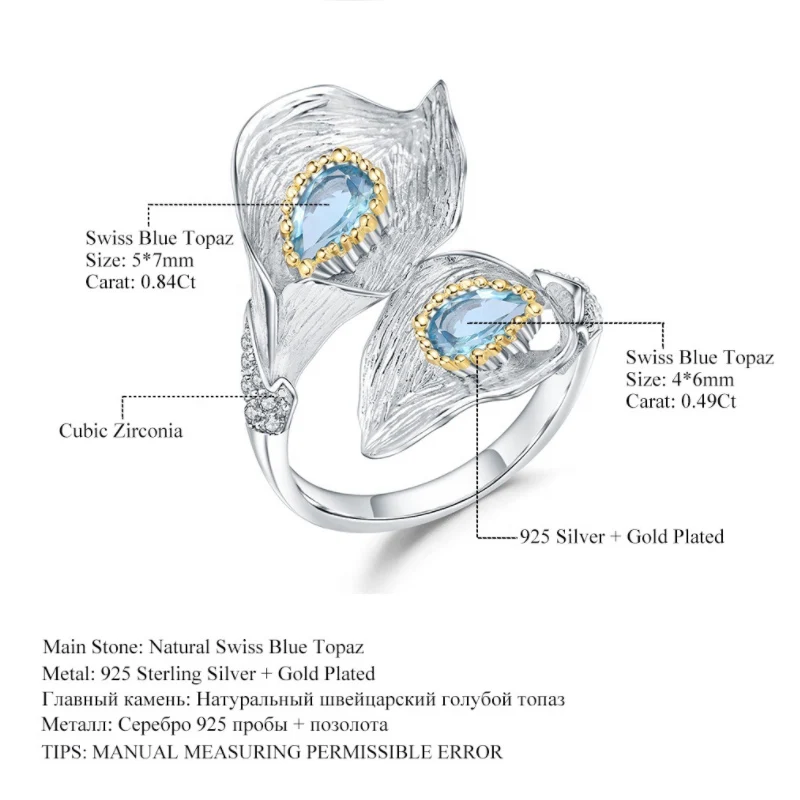 Женское модное роскошное кольцо в форме цветка европейском и американском стиле