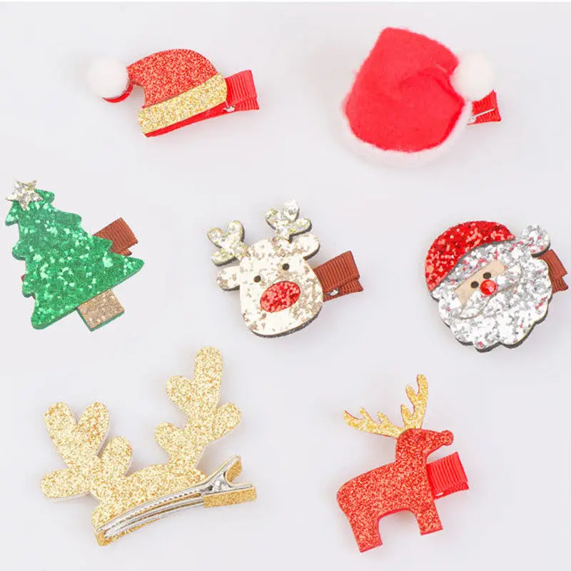 Заколки для волос девочек в рождественском стиле с Санта-Клаусом рождественские