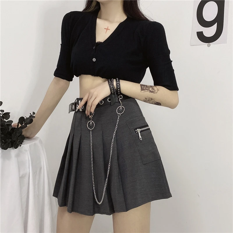 

New Summer Skirt Woman Y2k Zip Pleated Skirt Send Belt High Waist A-line Sexy Mini Short Plaid Skirts 2021 Harajuku Uniforms