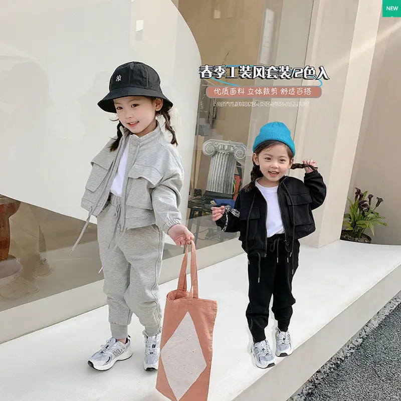 

Спортивный свитшот для девочек, Детский кардиган, свободные куртки в Корейском стиле, свитшот, Детские однотонные повседневные комплекты д...