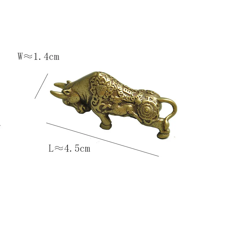 Vintage Copper Animal Home Decor Brass Wall Street Bull Statue Car Keychain Pendant Accessories Cow Desk Decoration | Дом и сад