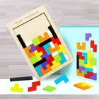 Красочная 3D головоломка, деревянная математическая игрушка танграмма, игра тетрис, детская Дошкольная Волшебная интеллектуальная обучающая игрушка для детей