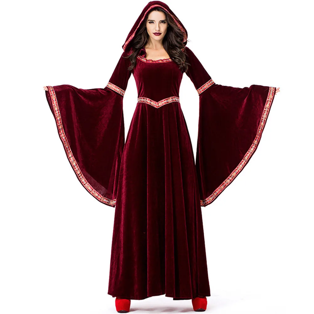 Halloween medieval costumes for women Red Medieval Renaissance Evening Party Dresses Vampire Wizard fancy cosplay costume | Тематическая