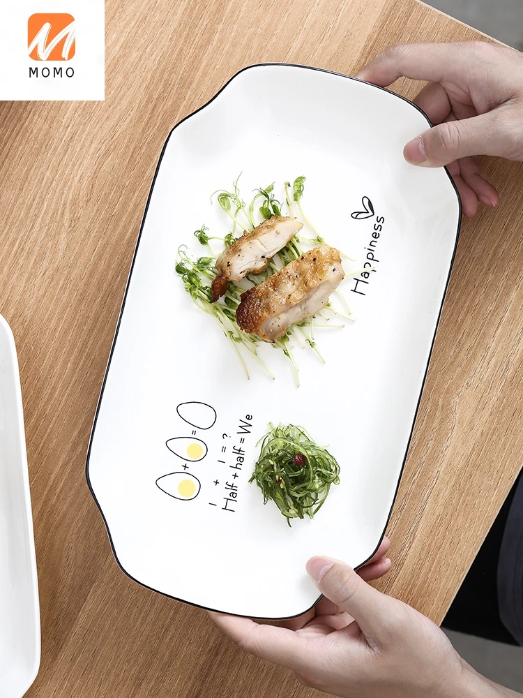 

Ceramic Tableware Fish Steaming Plate Sushi Plate Meal Plate Decorative Tray Household Dumpling Plate Large Size Fish Plate