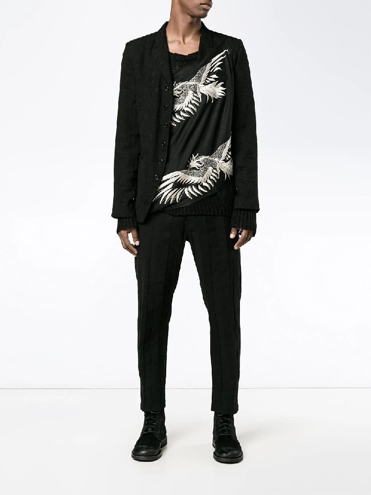 

Men clothing GD Hair Stylist Catwalk fashion high quality Stitching stripe ankle length pants plus size costumes