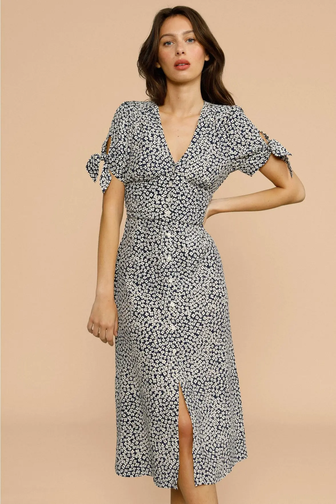 

Женское платье, Новинка весна-лето 2021, женское платье с V-образным вырезом и принтом