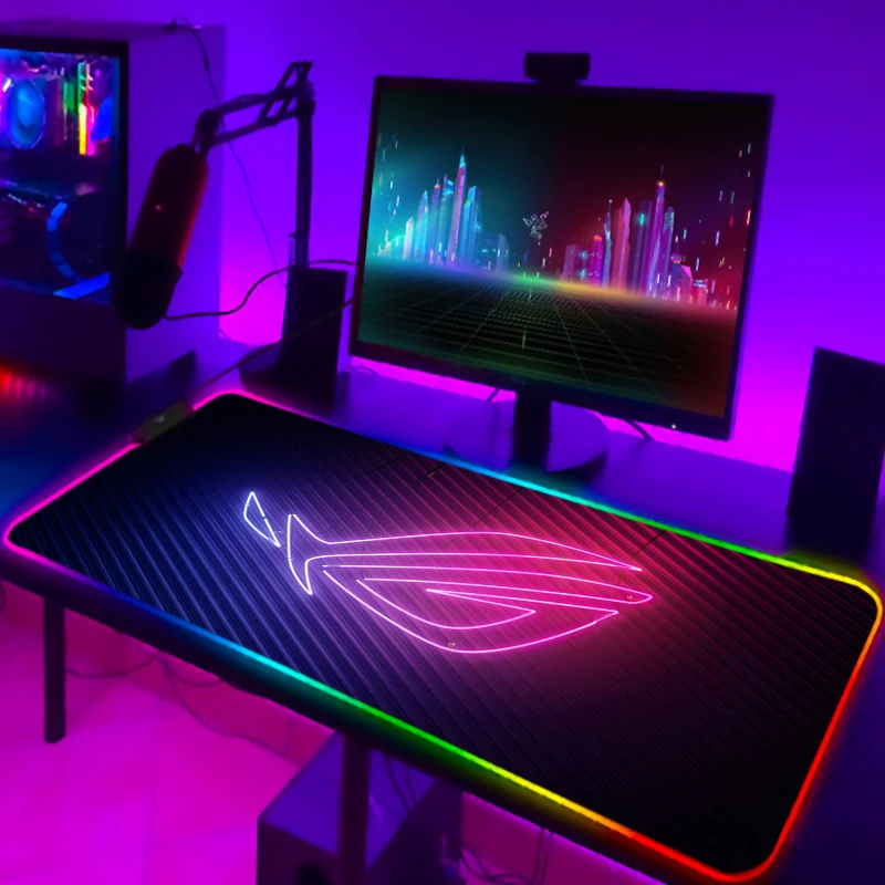 ROG Mouse Pad Rgb Cute Mousepad Gamer Keyboard Mat LED Computer Mausepad Keyboards Accessories Gaming Desk Mat Mouse Carpet Xxl