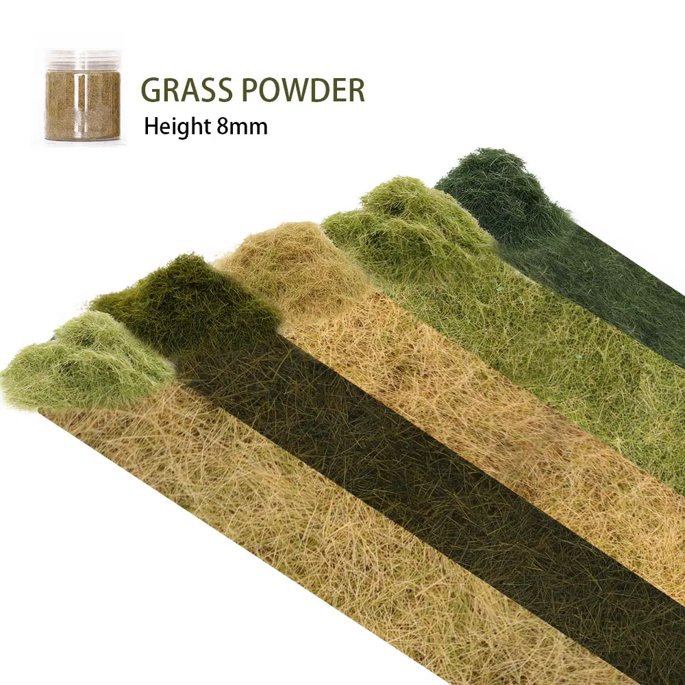 

Static Grass 8mm Turf Miniature Flock Nylon Lawn Powder For HO N Building Landscape Scene Model Railway Layout