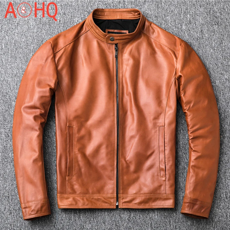 

Коричневый размера плюс 4XL натуральном овечьем меху кожаная куртка для мужчин на каждый день со стоячим воротником из натуральной кожи паль...