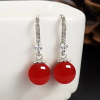 natural green jade red ruby hypoallergenic drop earrings aros de plata de ley 925 mujer real silver color 925 jewelry gemstone