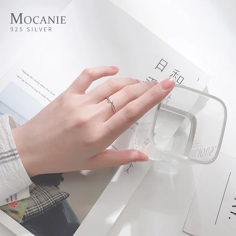 

Mocanie Trendy 925 Sterling Silver Minimalist Geometric Stackable Finger Ring for Women Adjustable Free Size Ring Fine Jewelry