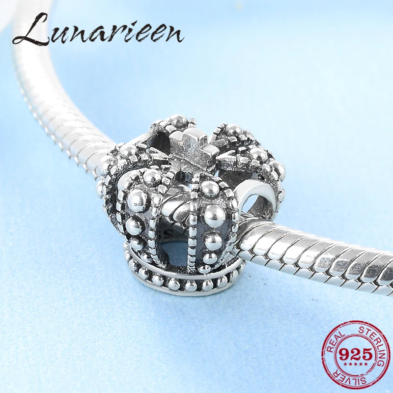 925 пробы серебряные изысканные королевские короны бусины подходят для