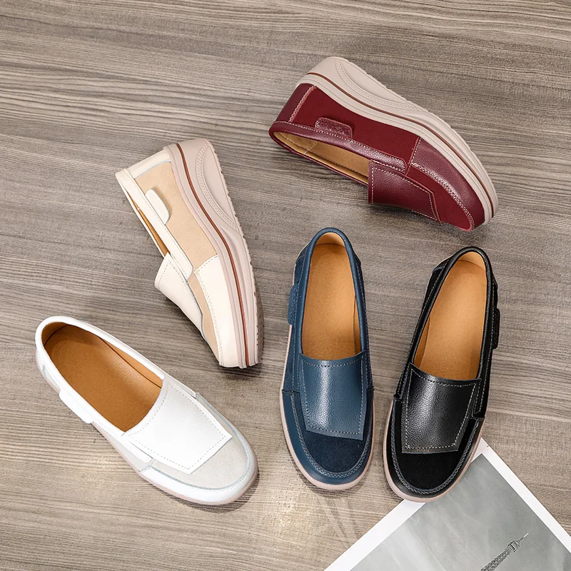 

New Cross-border Large Size Thick-soled Increased Flat Shoes Comfortable Fashion Lazy Kick Casual Shoes Sports Walking Shoes