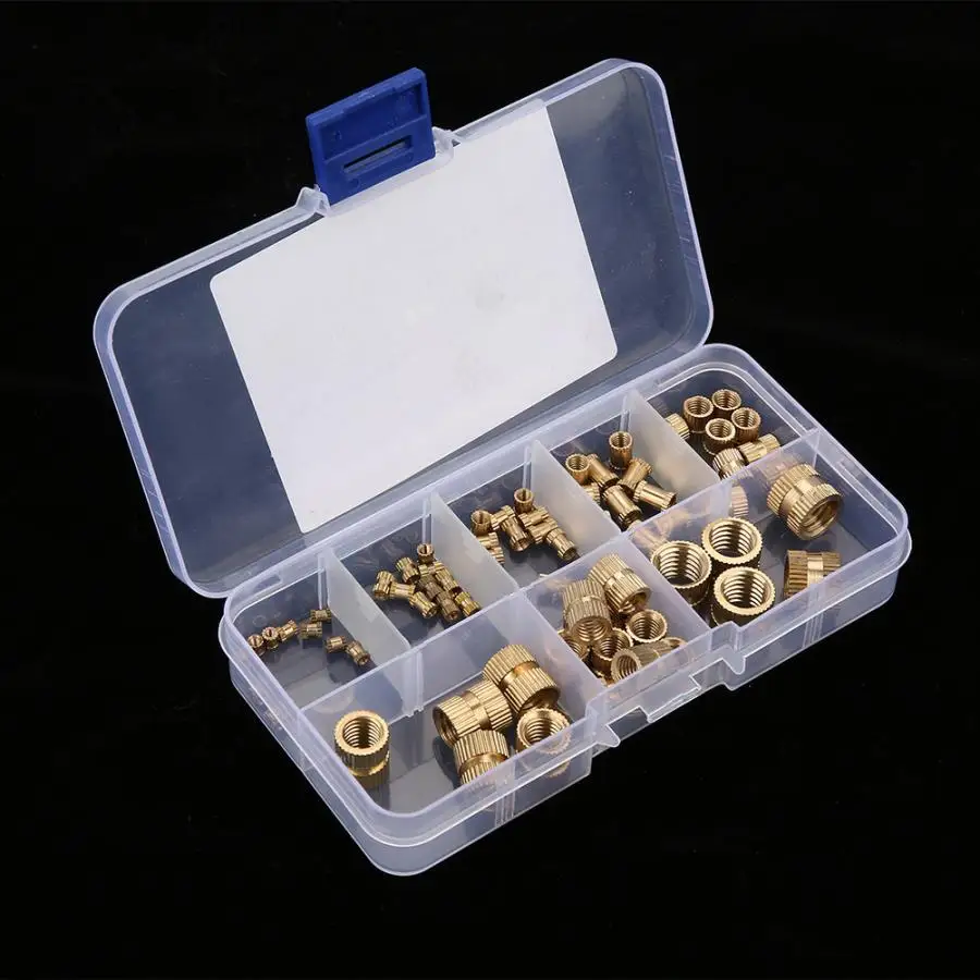 Вставки 70 шт. M2-M10 латунный цилиндр с круглым накатанным стержнем-вставка