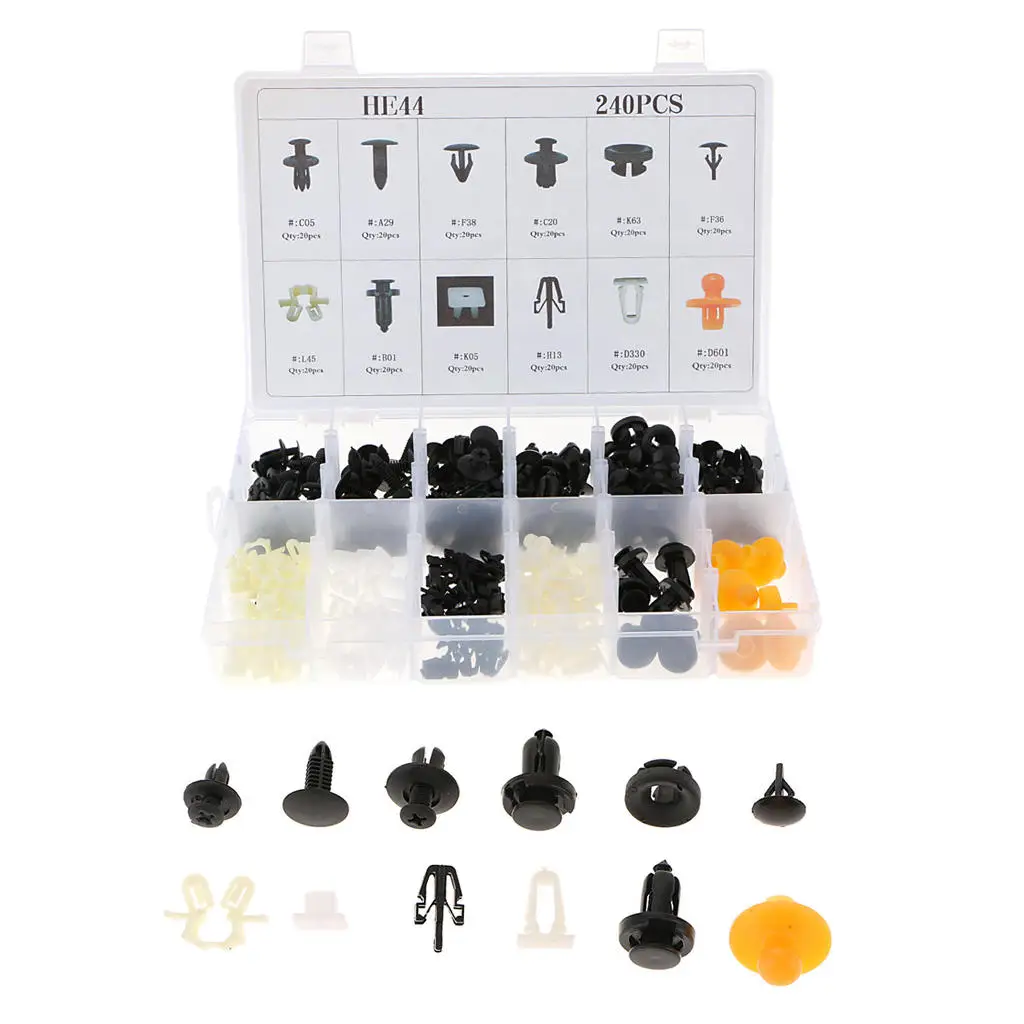 

240 Pieces 12 Kind Mixed Car Body Push Pin Rivet Clips for Toyota Honda