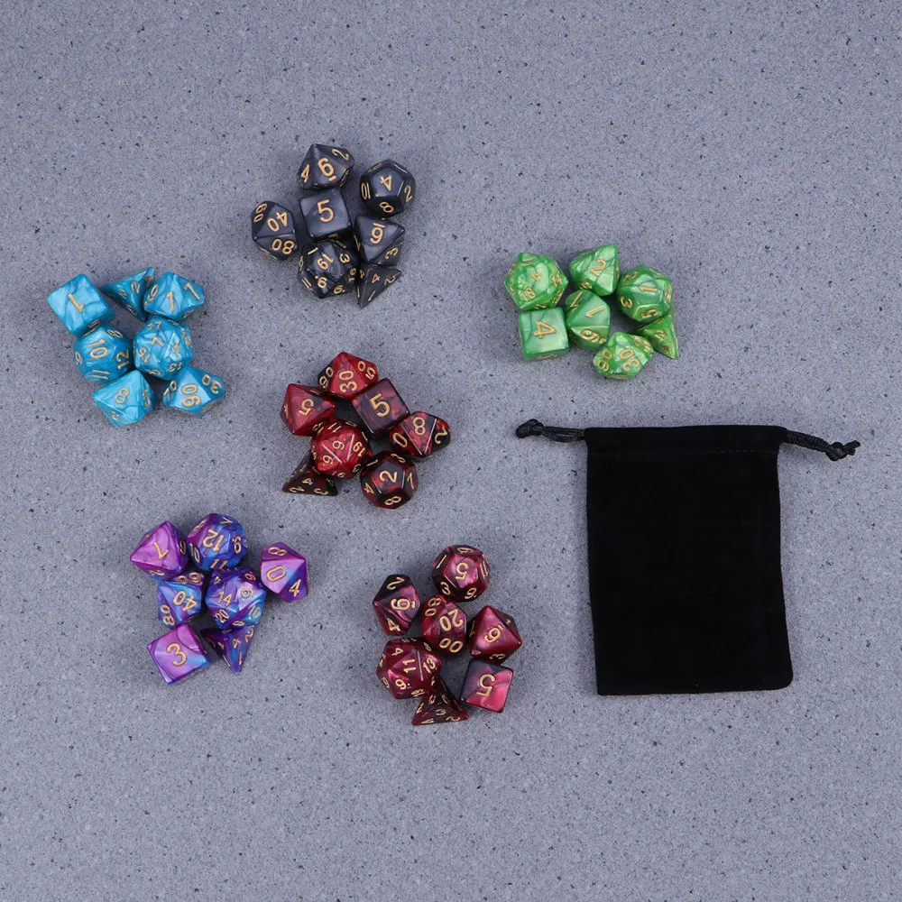 

42 Pieces(6 x 7 Sets) Double-Colors Polyhedral Dice Acrylic Number Game Dice Set for Dungeons and Dragons Party Math Role Table