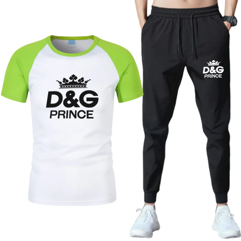 

Short-sleeved T-shirt suit men 2021 new summer men's fashion casual sports suit handsome trend half-sleeved two-piece suit