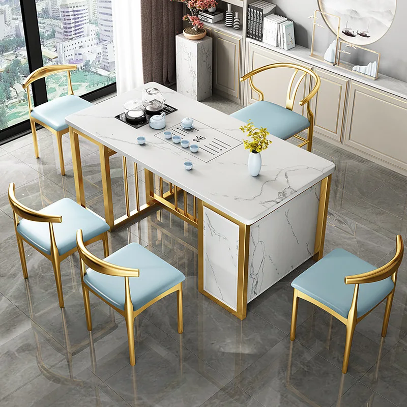 

Light luxury rock tea table and chair combination Kung Fu tea table office simple tea table tea set